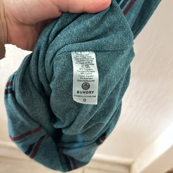 Sundry Teal Maroon Sleeveless Tank Ruched Striped Casual Sundress Size 0 - Picture 7 of 10